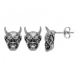 Boucles d'oreilles motif tête de diable en acier