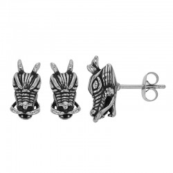 Boucles d'oreilles motif tête de dragon en acier
