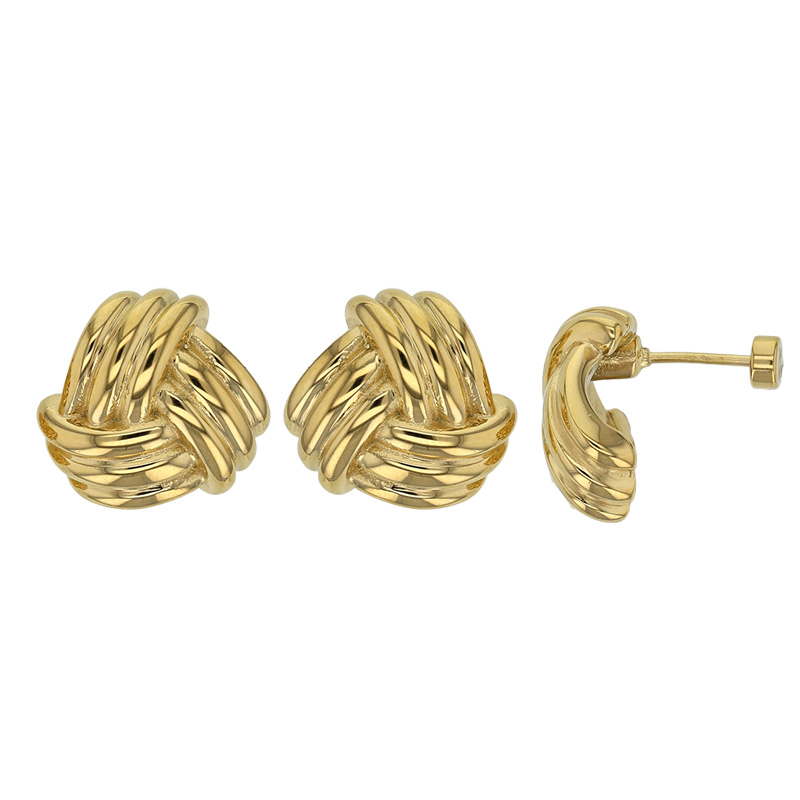 Boucles d'oreilles noeud en acier doré