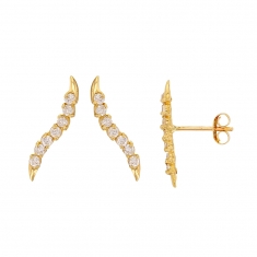 Boucles d'oreilles ondulées Or 375/1000 serti d'oxydes de zirconium