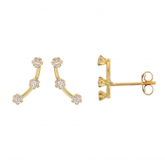 Boucles d'oreilles Or 375/1000 avec 3 oxydes de zirconium