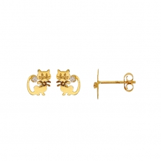 Boucles d'oreilles or 375/1000 avec oxyde de zirconium - chaton