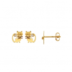 Boucles d'oreilles or 375/1000 avec oxyde de zirconium - chaton