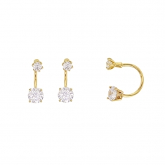 Boucles d'oreilles or 375/1000 avec oxyde de zirconium (serti griffe)