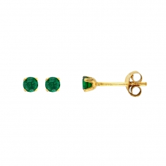 Boucles d'oreilles Or 375/1000 avec oxyde de zirconium vert émeraude