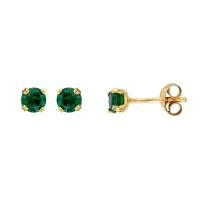 Boucles d'oreilles Or 375/1000 avec oxyde de zirconium vert émeraude