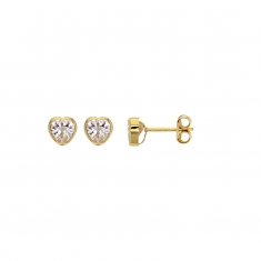 Boucles d'oreilles Or 375/1000 avec Oxyde zirconium - C?ur
