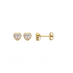 Boucles d'oreilles Or 375/1000 avec Oxyde zirconium - C?ur