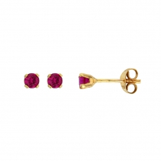 Boucles d'oreilles Or 375/1000 avec pierre synthétique rouge rubis