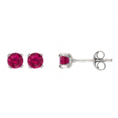Boucles d'oreilles Or 375/1000 avec pierre synthétique rouge rubis