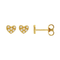 Boucles d'oreilles Or 375/1000 et oxydes de zirconium - Coeur