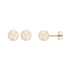 Boucles d'oreilles Or 750/1000 avec perle d'eau douce ronde diam.7mm