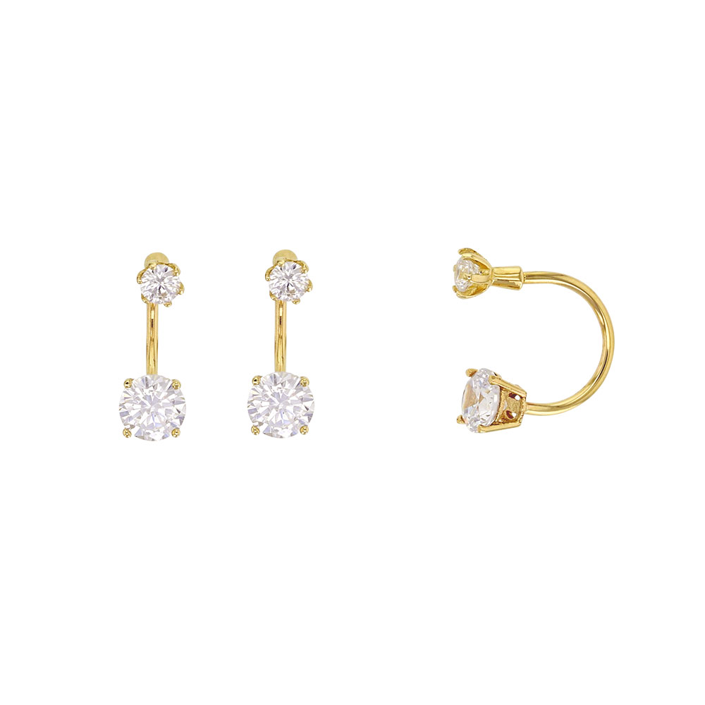 Boucles d'oreilles or 375/1000 avec oxyde de zirconium (serti griffe)