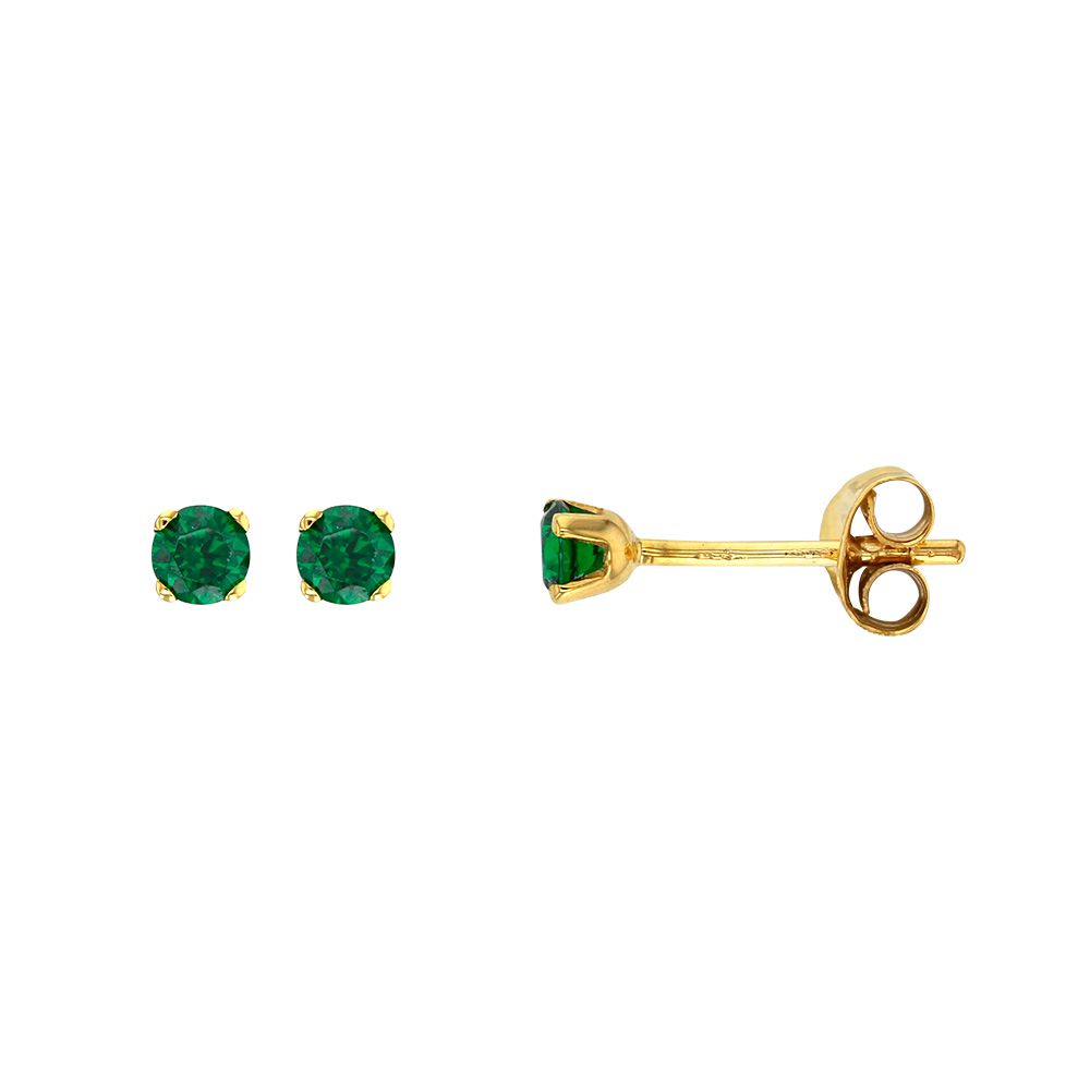 Boucles d'oreilles Or 375/1000 avec oxyde de zirconium vert émeraude