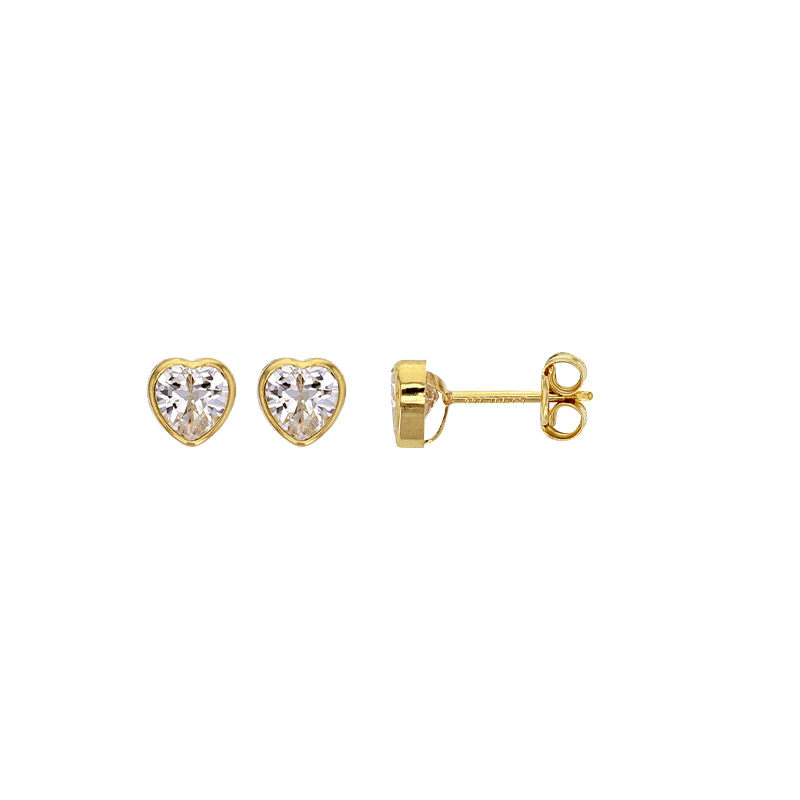 Boucles d'oreilles Or 375/1000 avec Oxyde zirconium - C?ur