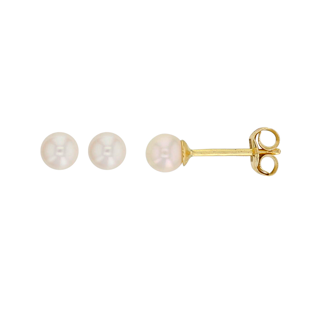 Boucles d'oreilles Or 750/1000 avec perle d'eau douce ronde