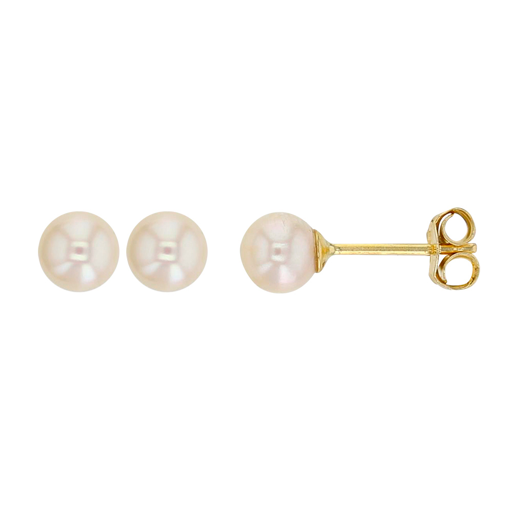 Boucles d'oreilles Or 750/1000 avec perle d'eau douce ronde