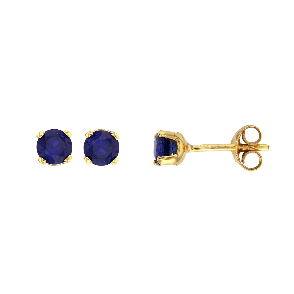 Boucles d'oreilles Or 375/1000 avec pierre synthétique bleu saphir