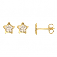 Boucles d'oreilles Or blanc 750/1000 étoiles avec oxydes de zirconium
