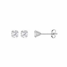 Boucles d'oreilles Or blanc 750/1000 puces avec oxyde de zirconium 2mm