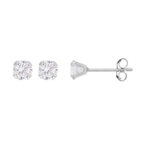 Boucles d'oreilles Or blanc 750/1000 puces avec oxyde de zirconium 2mm