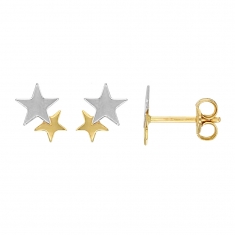 Boucles d'oreilles Or blanc et or jaune 750/1000 2 étoiles