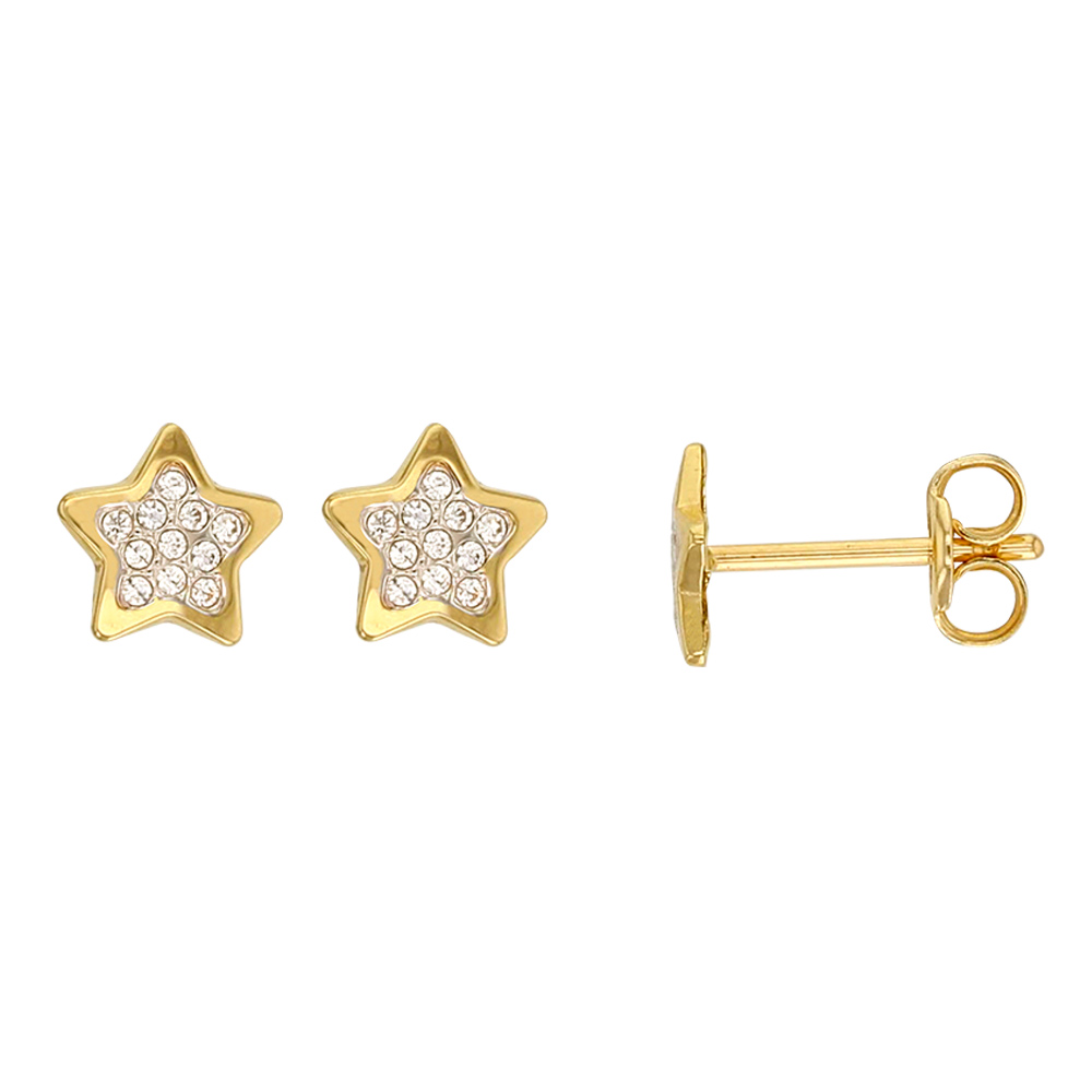 Boucles d'oreilles Or blanc 750/1000 étoiles avec oxydes de zirconium