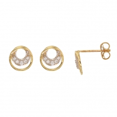 Boucles d'oreilles Or jaune et blanc 375/1000 avec oxydes de zirconium - Spirales