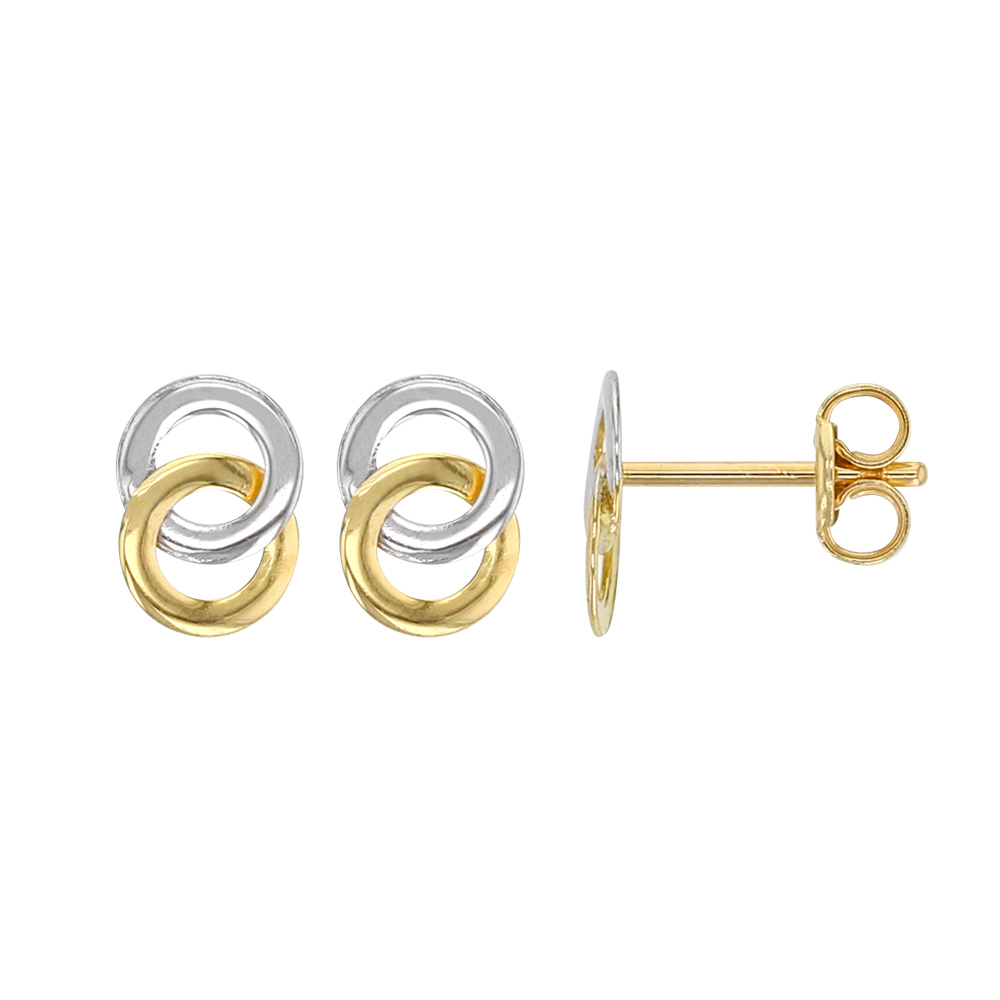 Boucles d'oreilles Or jaune et or blanc 750/1000 2 ronds enlacés