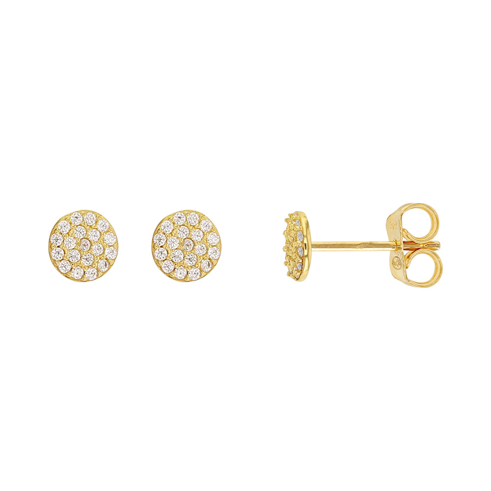 Boucles d'oreilles Or 375/1000 rond avec oxydes de zirconium