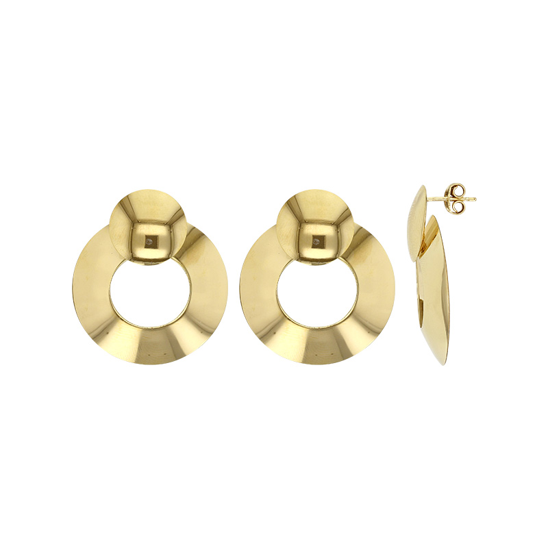 Boucles d'oreilles orné de 2 ronds dont un ajouré en argent 925/1000 doré