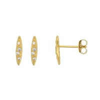 Boucles d'oreilles ovales en Argent 925/1000 doré avec oxydes de zirconium