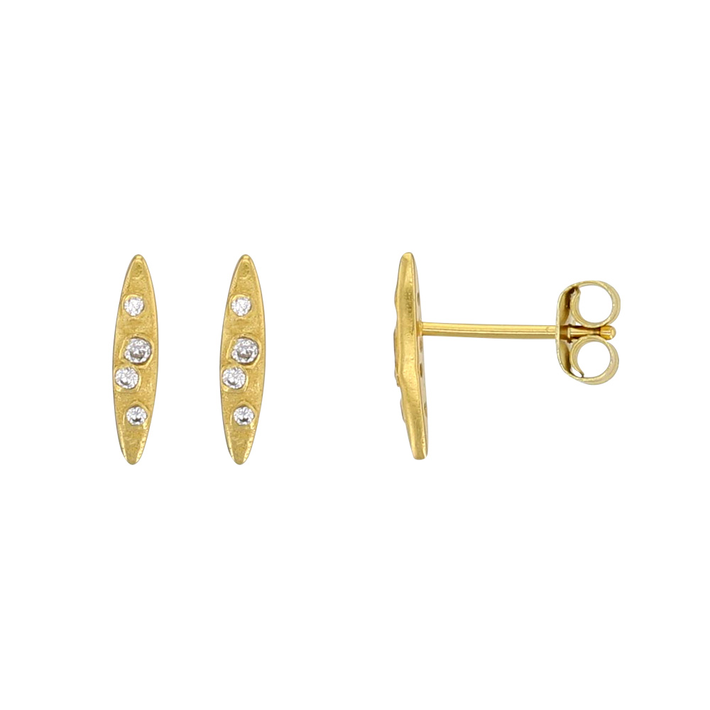 Boucles d'oreilles ovales en Argent 925/1000 doré avec oxydes de zirconium