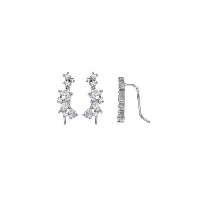 Boucles d'oreilles oxydes tailles ronde, rectangle, marquise et poire, argent 925/1000 rhodié