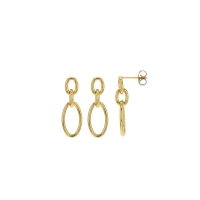 Boucles d'oreilles pendantes 3 ovales acier doré