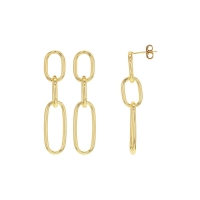 Boucles d'oreilles pendantes 3 ovales H 5cm, argent 925/1000 doré