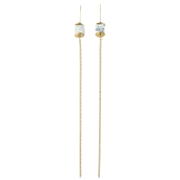 Boucles d'oreilles pendantes acier doré avec pierres synthétiques imitation marbre