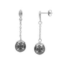 Boucles d'oreilles pendantes boule acier et céramique noire