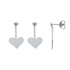 Boucles d'oreilles pendantes coeurs en argent rhodié 925/1000