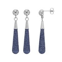 Boucles d'oreilles pendantes en acier avec des paillettes bleues