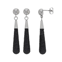 Boucles d'oreilles pendantes en acier avec des paillettes noires