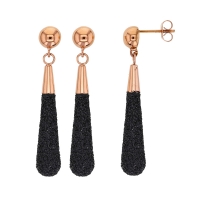 Boucles d'oreilles pendantes en acier doré rose avec paillettes noires