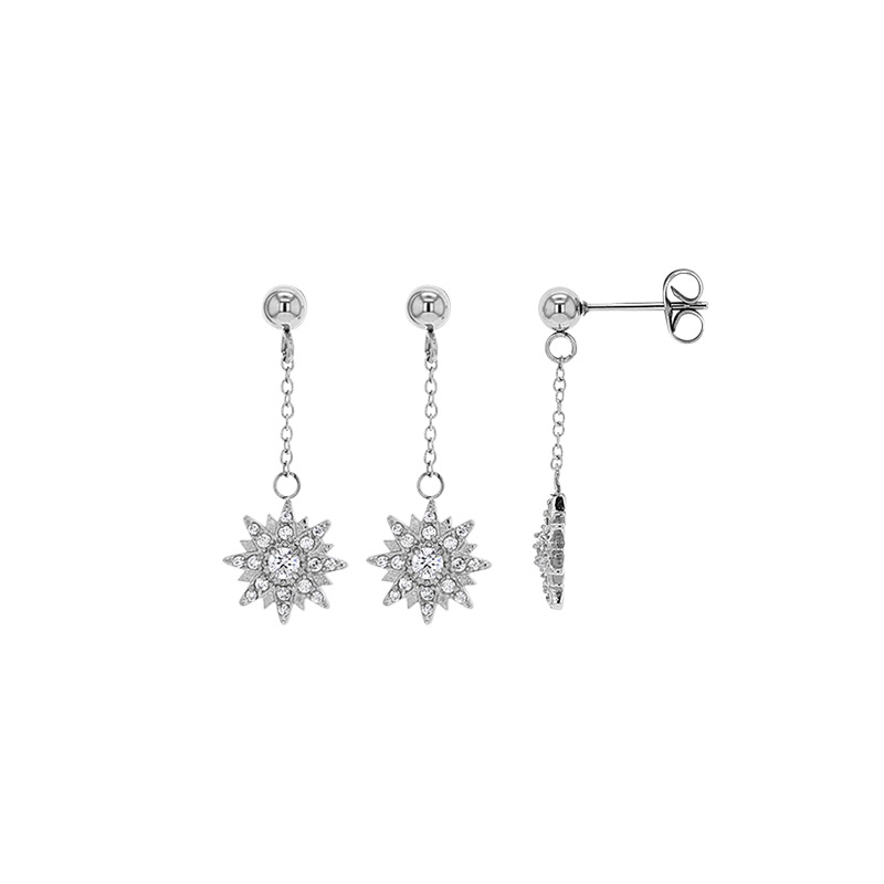 Boucles d'oreilles pendantes étoile acier ornée d'oxydes