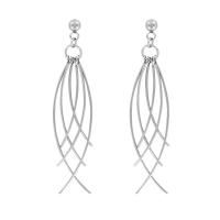 Boucles d'oreilles pendantes filaments courbés acier