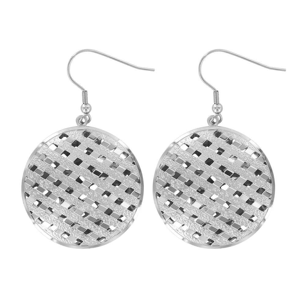 Boucles d'oreilles pendantes forme arrondie acier