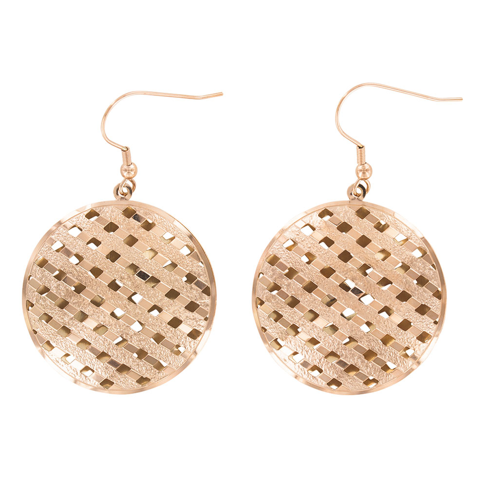 Boucles d'oreilles pendantes forme arrondie acier