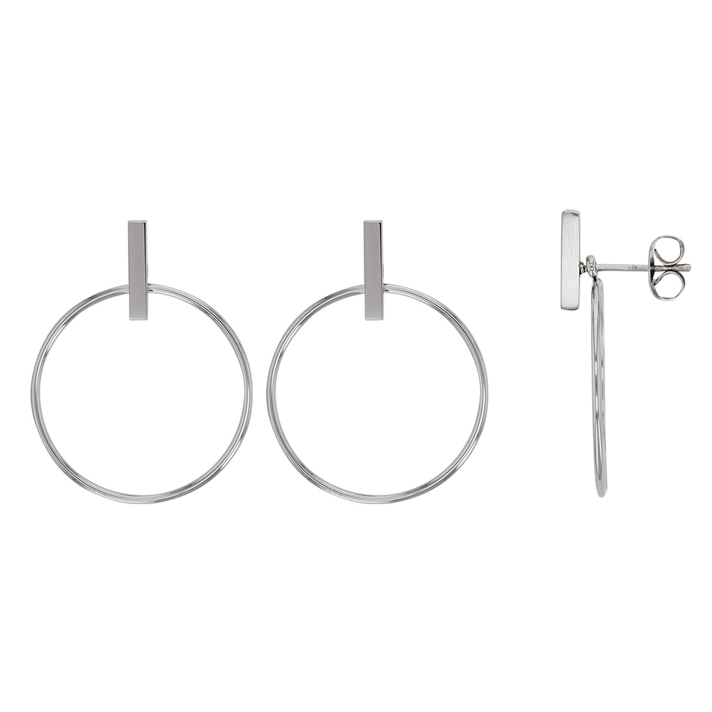 Boucles d'oreilles pendantes forme cercle en acier