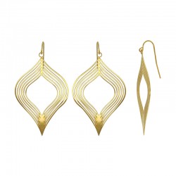 Boucles d'oreilles pendantes forme goutte en acier doré