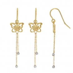 Boucles d'oreilles pendantes Or 375/1000 - papillon