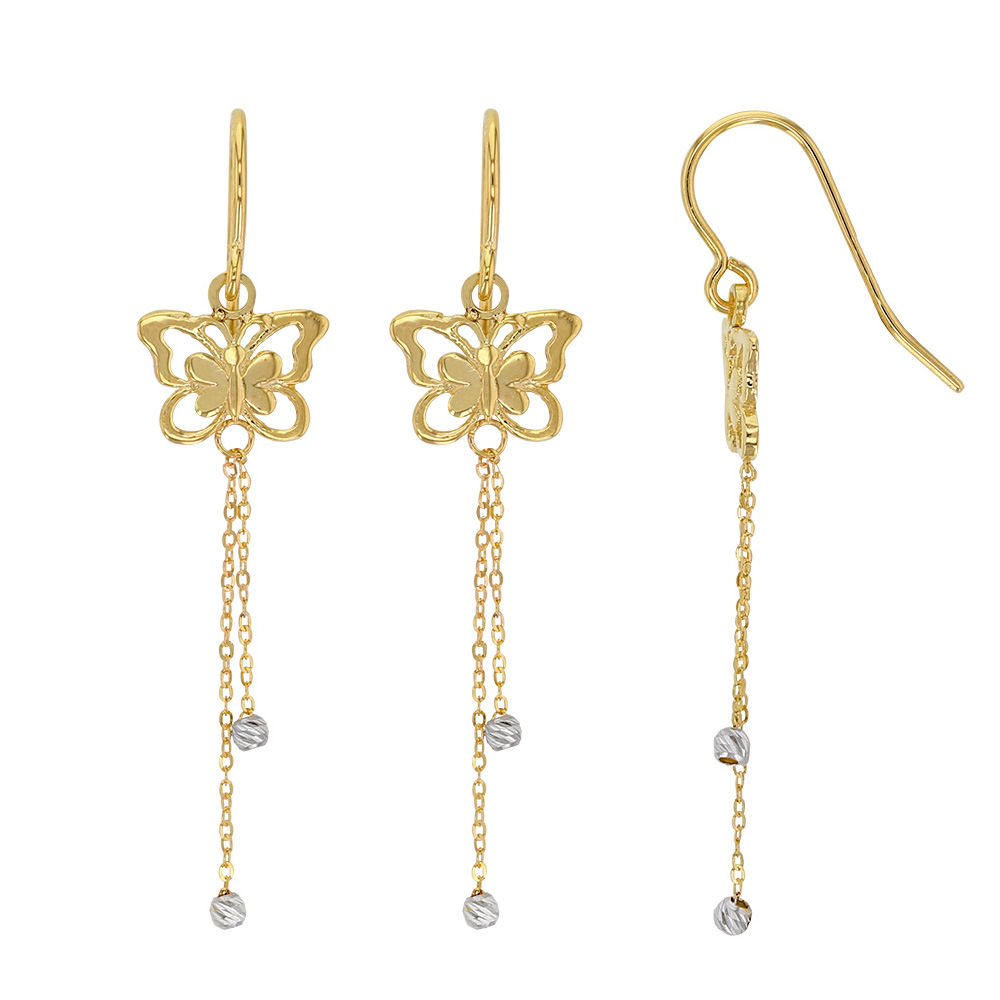 Boucles d'oreilles pendantes Or 375/1000 - papillon